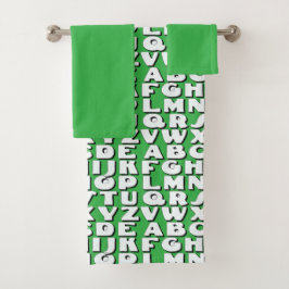 Kids Alphabet Bright Green Badhandtuch Set