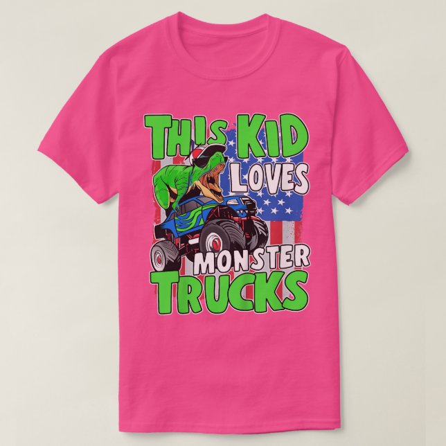 Kids American Flag Dinosaur Toddler This Kid Loves T-Shirt (Design vorne)