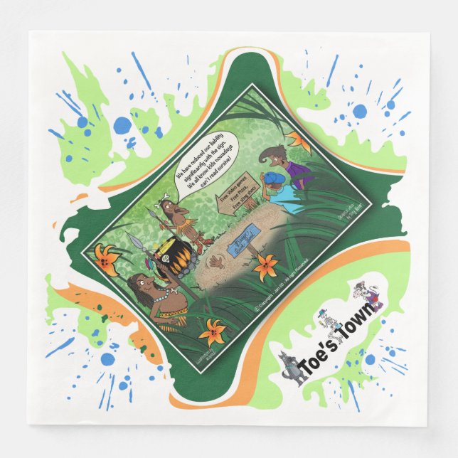 Kids And Cursive | Dry Logic Humor Dinner Napkin Serviette (Vorderseite)