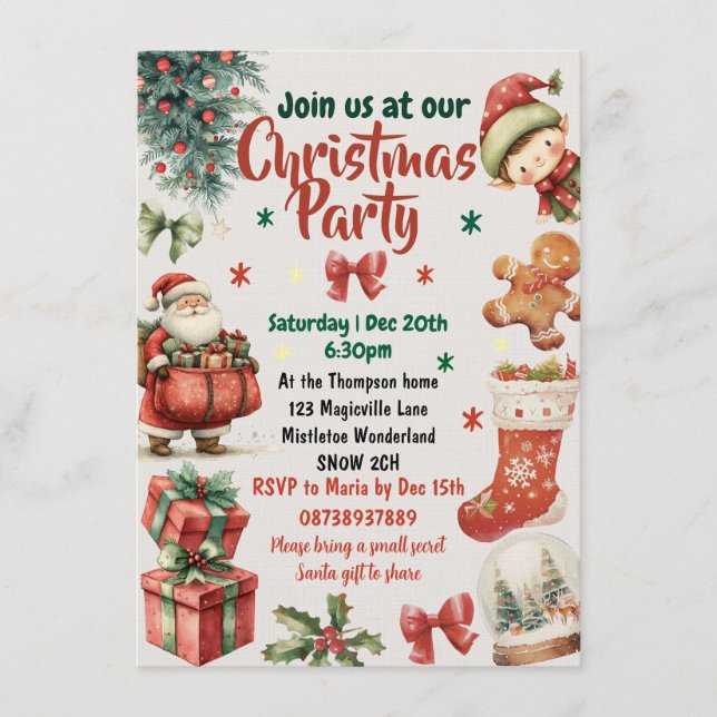 Kids and Family Christmas party invitation Einladung (Vorderseite)