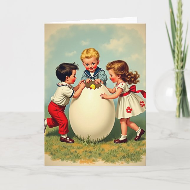Kids And Hatchling Scene Card Karte (Vorderseite)