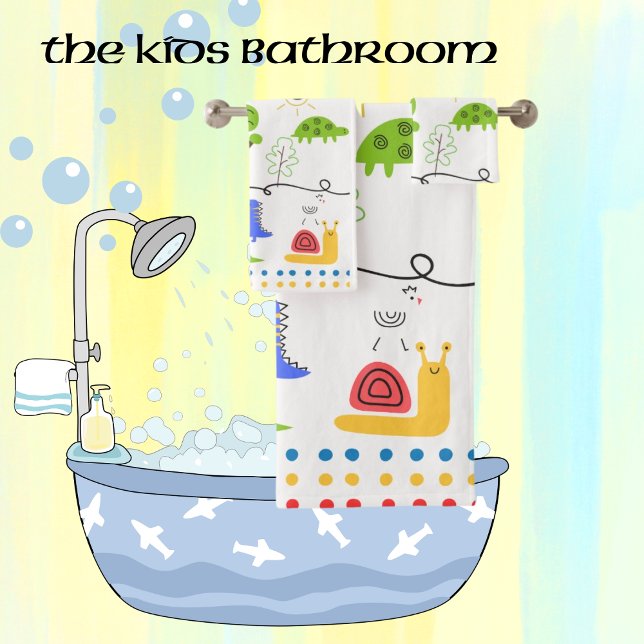 Kids Animal Themed Drawing Badhandtuch Set (Von Creator hochgeladen)