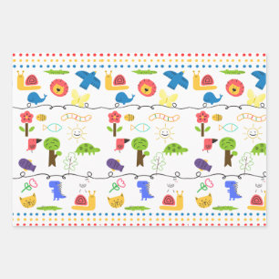 Kids Animal Themed Drawing Geschenkpapier Set