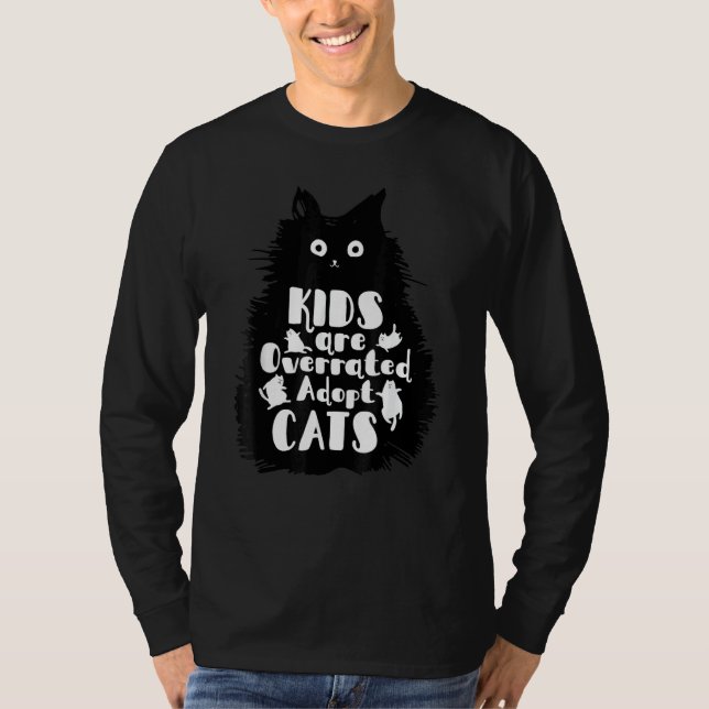 Kids Are Overrated Adopt A Cat Hand Drawn Cats & C T-Shirt (Vorderseite)