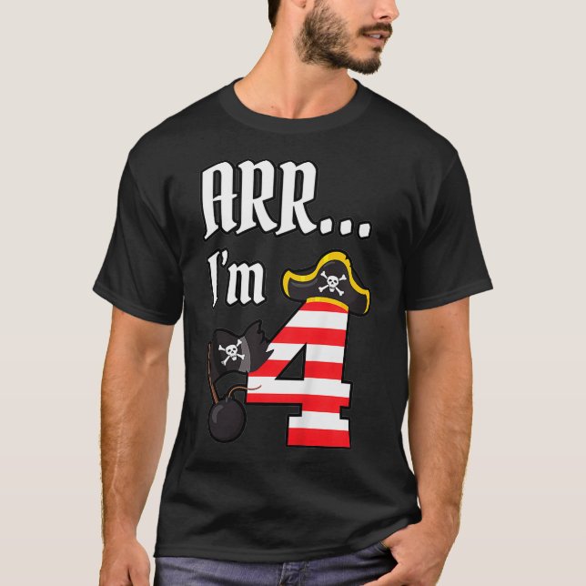 Kids ARR Im 4 Pirate Birthday Shirt  Pirate Tee  (Vorderseite)
