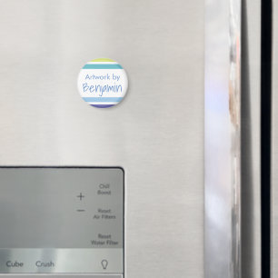 Kids Arwork Name Blue Green Stripes Magnet