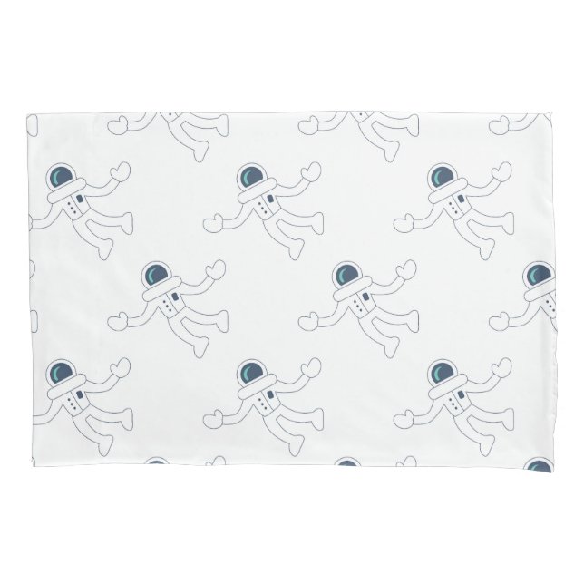 Kids Astronaut Spacemen Muster Schwarz und Weiß Kissenbezug (Vorderseite)