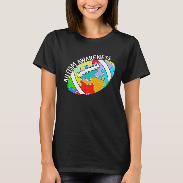 Kids Autism Rainbow Puzzle Football Autism Awarene T-Shirt (Vorderseite)