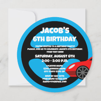 Kid's auto racing theme Birthday party invitations Einladung