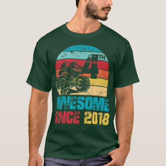 Kids Awesome Since 2018 4th Birthday Monster Truck T-Shirt