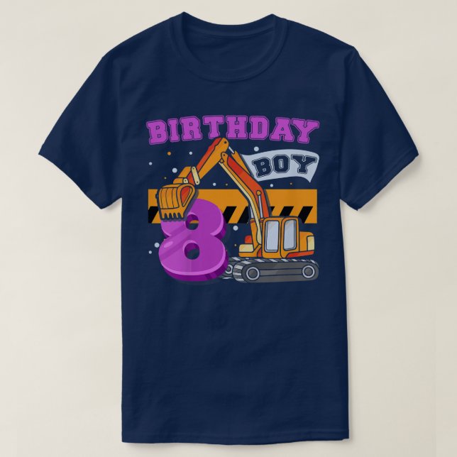 Kids B-Day Boy 8 Years Old Digger Builder Construc T-Shirt (Design vorne)