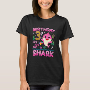 Kids Baby Cute Shark 3rd Birthday Boy Girl 3 Year  T-Shirt