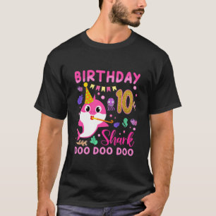 Kids Baby Niedlich Shark 10th Birthday Boy Girl 10 T-Shirt