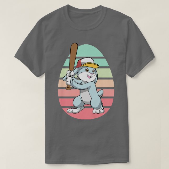 Kids Baseball Player Bunny Easter Day Niedlich Spo T-Shirt (Design vorne)