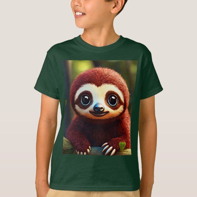 Kids' Basic T - Shirt - Adable Dark Red Baby Sloth (Vorderseite)