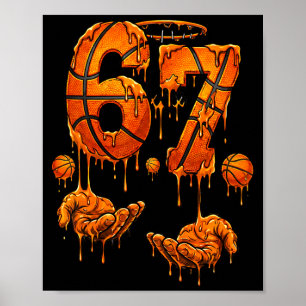Kids Basketball 67 sechs sieben lustiges Geburtsta Poster