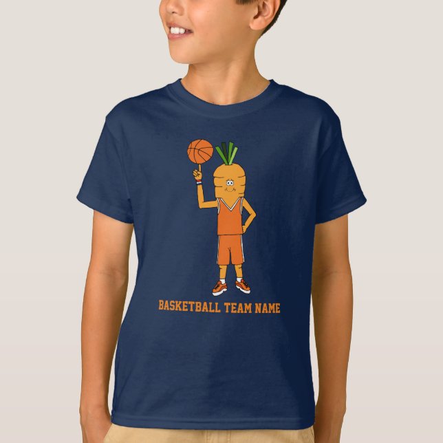 Kids Basketball-Charakter mit Teamname T-Shirt (Vorderseite)