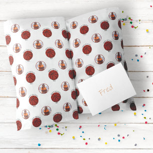 Kids Basketball Frohe Geburtstag mit Namen und Fot Geschenkpapier