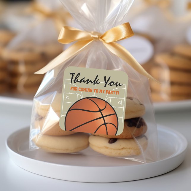 Kids Basketball Geburtstagsparty Quadratischer Aufkleber (Von Creator hochgeladen)