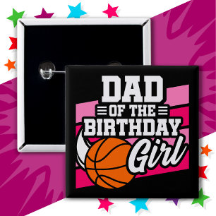 Kids Basketball Party Vater der Geburtstagskarte Button