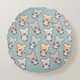 Kids Bears and Donuts Pattern Rundes Kissen