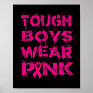 Kids bei starken Jungen tragen rosa Brustkrebs Poster