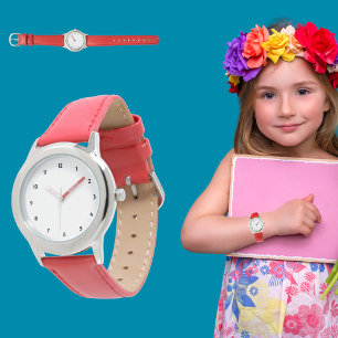 Kids Bezel Stainless Steel Red Hearts Watch Armbanduhr