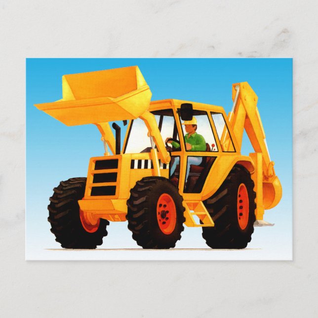 Kid's Big Fun Yellow Digger Postkarte (Vorderseite)