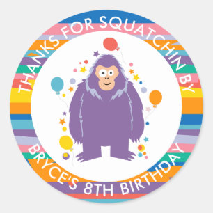 Kids Bigfoot Geburtstag Vielen Dank Runder Aufkleber