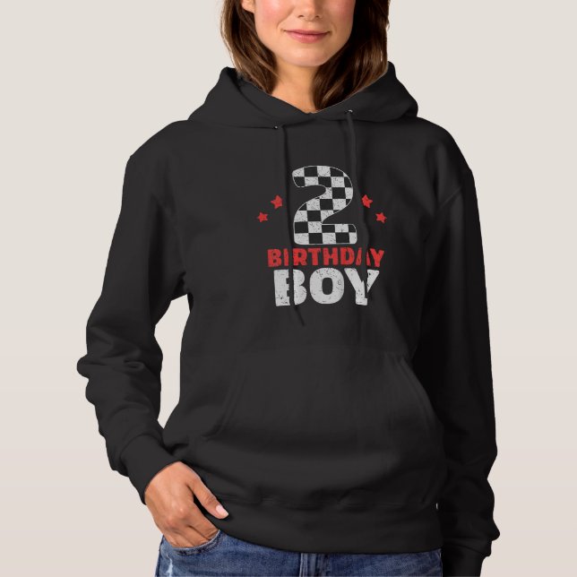 Kids Birthday Boy 2 Two Racing Flag 2nd Birthday R Hoodie (Vorderseite)