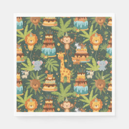 Kids Birthday Jungle Themed Napkins Serviette
