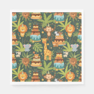 Kids Birthday Jungle Themed Napkins Serviette