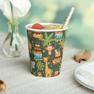 Kids Birthday Jungle Themed Paper Cups Pappbecher