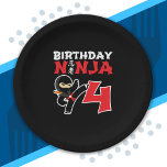 Kids Birthday Ninja - 4 Year Old Party Theme Pappteller<br><div class="desc">This Birthday Ninja 4 design makes hat perfekte gift for a 4 year old ninja birthday party. It feature the Japanese symbol für Ninjutsu with a cartoon ninja doing a karate kick that the birthday boy or girl will love. This ninja birthday design for boys and girls is hat perfekt...</div>