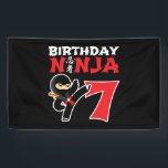 Kids Birthday Ninja - 7 Year Old Party Theme Banner<br><div class="desc">This Birthday Ninja 7 design makes hat perfekte gift for a 7 year old ninja birthday party. It feature the Japanese symbol für Ninjutsu with a cartoon ninja doing a karate kick that the birthday boy or girl will love. This ninja birthday design for boys and girls is hat perfekt...</div>
