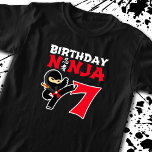 Kids Birthday Ninja - 7 Year Old Party Theme T-Shirt<br><div class="desc">This Birthday Ninja 7 design makes hat perfekte gift for a 7 year old ninja birthday party. It feature the Japanese symbol für Ninjutsu with a cartoon ninja doing a karate kick that the birthday boy or girl will love. This ninja birthday design for boys and girls is hat perfekt...</div>