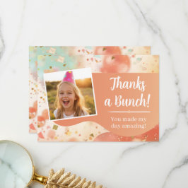 Kids Birthday Photo Thanks a Bunch Pastel Confetti Dankeskarte