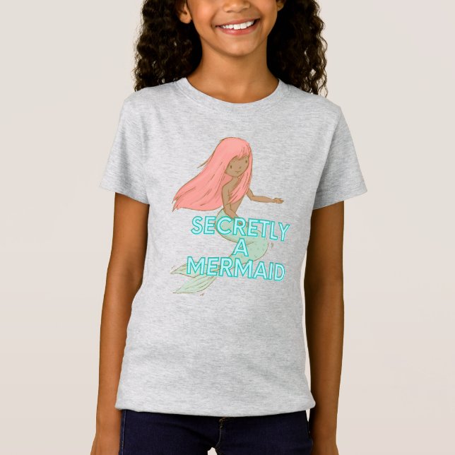 Kids Black Mermaid T - Shirt (Vorderseite)