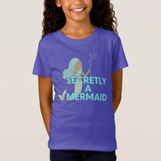 Kids Black Mermaid T - Shirt (Vorderseite)