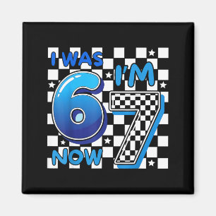 Kids Blau Kariert Ich war 6 IM 7 Lustig 67 Geburts Magnet