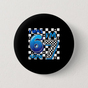 Kids Blau Kariert Ich War 6 Jetzt Bin Ich 7 Lustig Button