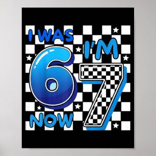 Kids Blau Kariert Ich War 6 Jetzt Bin Ich 7 Lustig Poster