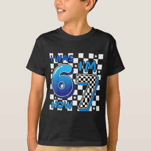 Kids Blau Kariert Ich War 6 Jetzt Bin Ich 7 Lustig T-Shirt