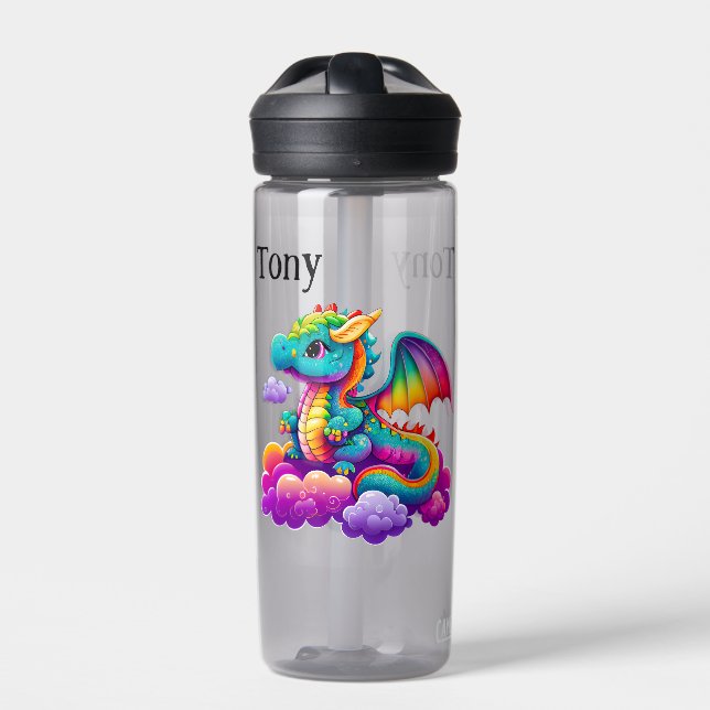 Kids Blauer Drache Personalisieren Trinkflasche (Vorderseite)