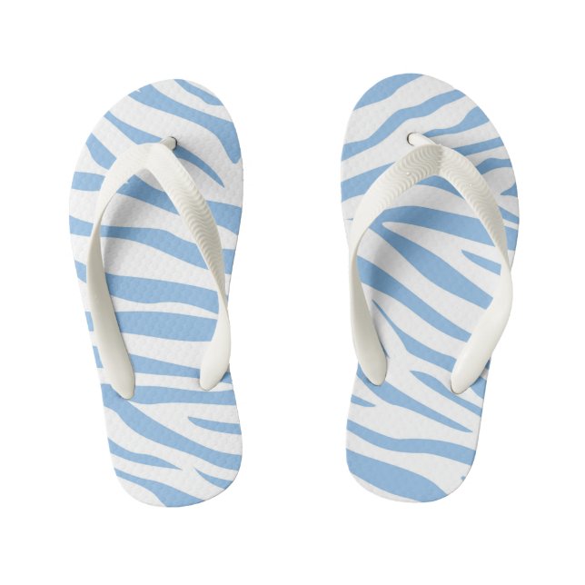 Kids Blue Zebra Stripe Flip Flops (Fußbett)
