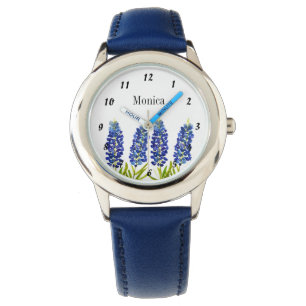 Kids Bluebonnets Texas Blume Name Watercolor Armbanduhr