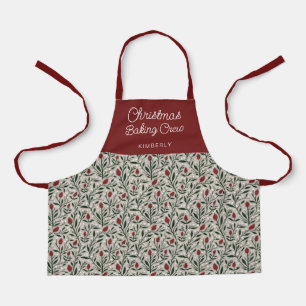 Kids Blumenmuster Weihnachtsbäckerei-Crew Name Schürze