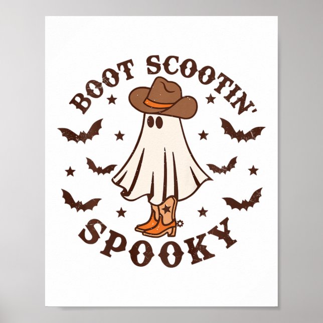 Kids Boot Scootin Spooky Western Halloween Retro F Poster (Vorne)