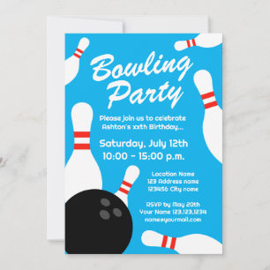Kid's Bowling Birthday Party-Einladung Vorlage