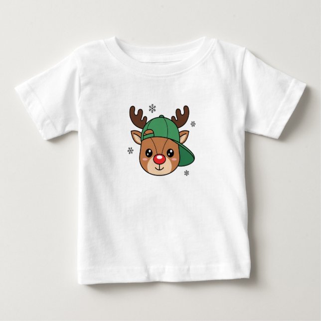 Kids Boy Cool Reindeer Personalized T-Shirt (Vorderseite)